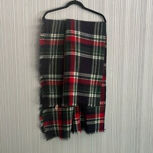 Wide blue, red and green scarf